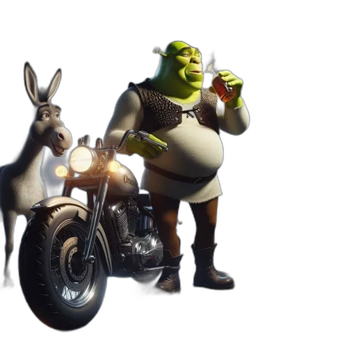 animal, car, concept art, 3d render, fantasy art, photorealistic, outer space, shrek transparent PNG cut-out