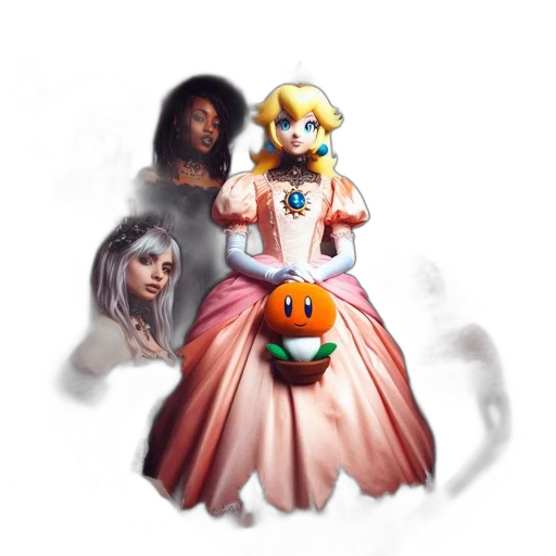dress, crown, staff, mask, concept art, pixel art, fantasy art, watercolor transparent PNG cut-out
