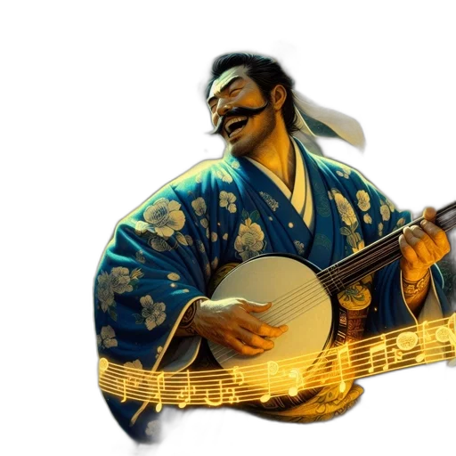 photorealistic, 3d render, concept art, fantasy art, asian, man, blue, kimono transparent PNG cut-out