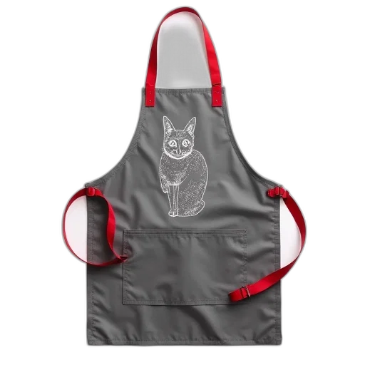 grey, apron, red, straps transparent PNG cut-out