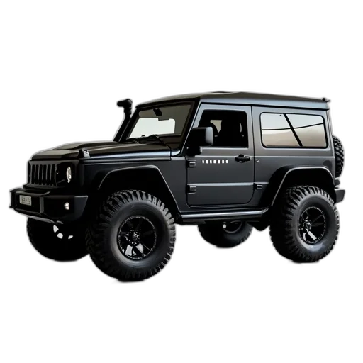 car, 3d render, photorealistic, black, off-road, vehicle, windshield, side transparent PNG cut-out