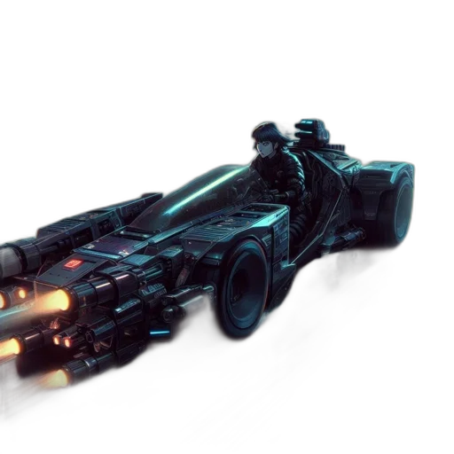 weapon, car, concept art, cyberpunk, 3d render, fantasy art, dark, night transparent PNG cut-out