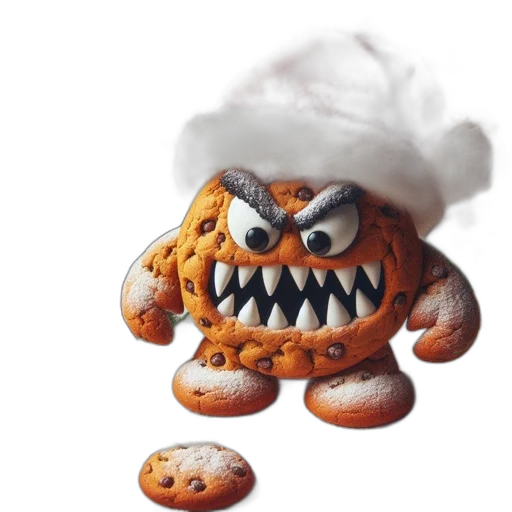 food, creature, concept art, 3d render, photorealistic, angry, gingerbread, man transparent PNG cut-out