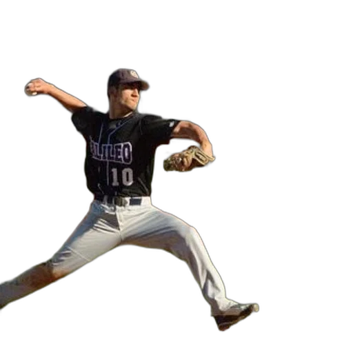 baseball, player, wearing, black, shirt, number, pitching, ball transparent PNG cut-out