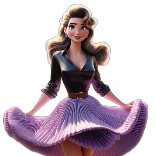 dress, concept art, fantasy art, 3d render, cartoon, animated, female, wavy transparent PNG cut-out