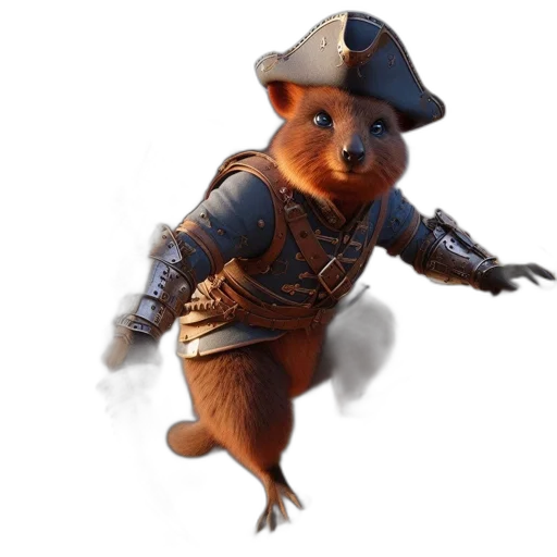 animal, staff, hat, creature, concept art, 3d render, fantasy art, photorealistic transparent PNG cut-out