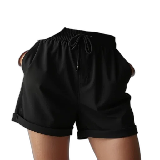 jacket, dress, person, wearing, black, shorts, white, shirt transparent PNG cut-out