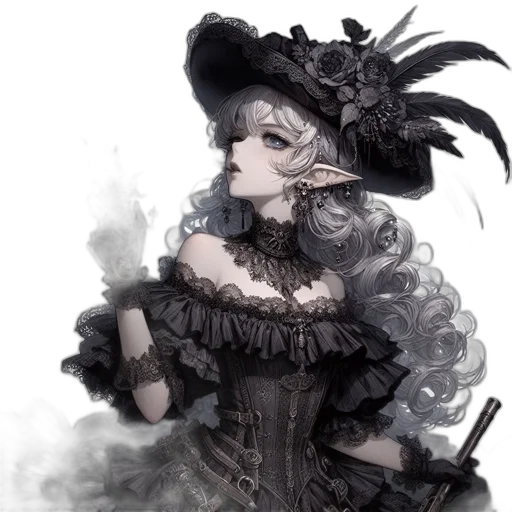 dress, hat, staff, crown, fantasy art, concept art, pixel art, photorealistic transparent PNG cut-out
