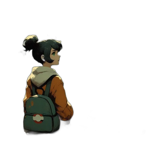 jacket, staff, face, mask, concept art, 3d render, anime, pixel art transparent PNG cut-out