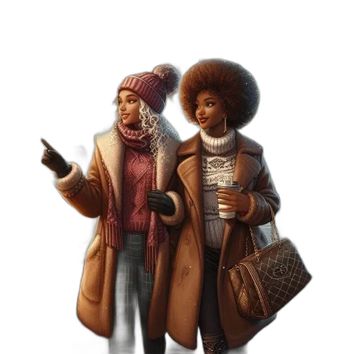 jacket, hat, concept art, comic book art, fantasy art, photorealistic, snow, city street transparent PNG cut-out