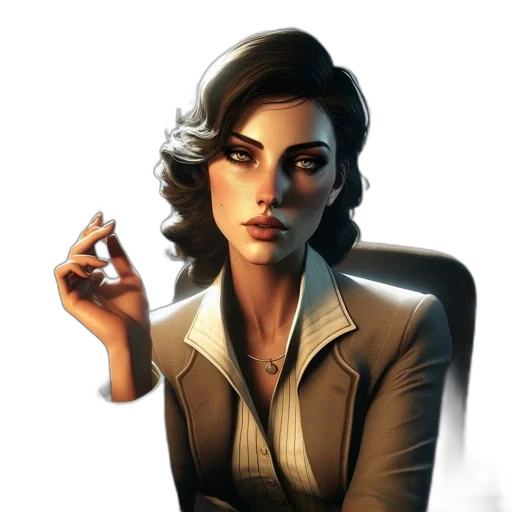staff, jacket, face, concept art, comic book art, photorealistic, pixel art, earth tones transparent PNG cut-out
