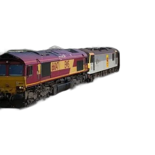3d render, train, number, 66047, traveling, down, tracks transparent PNG cut-out