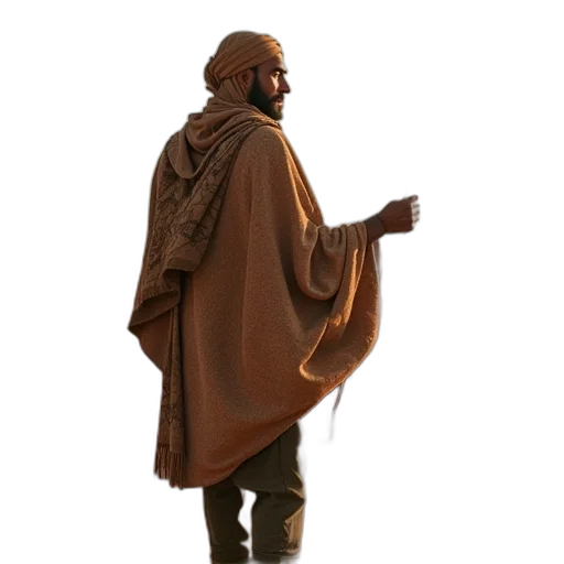 jacket, staff, sword, weapon, concept art, 3d render, fantasy art, earth tones transparent PNG cut-out