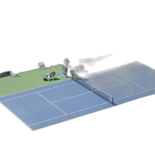 robot, 3d render, concept art, fog, tennis, match, taking, place transparent PNG cut-out