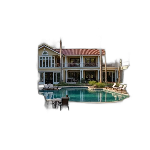 building, 3d render, photorealistic, concept art, pixel art, resort, savannah, island transparent PNG cut-out
