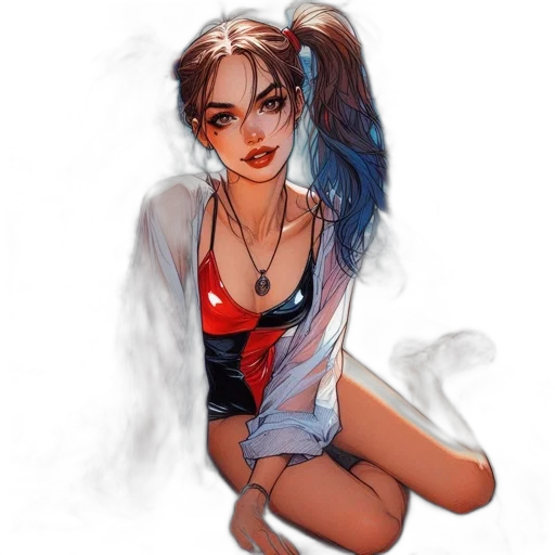 jacket, face, dress, comic book art, concept art, fantasy art, photorealistic, neon lights transparent PNG cut-out