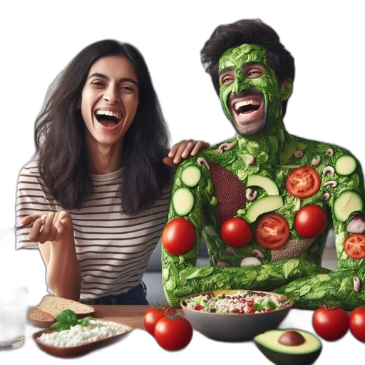 food, face, mask, creature, photorealistic, concept art, watercolor, green transparent PNG cut-out