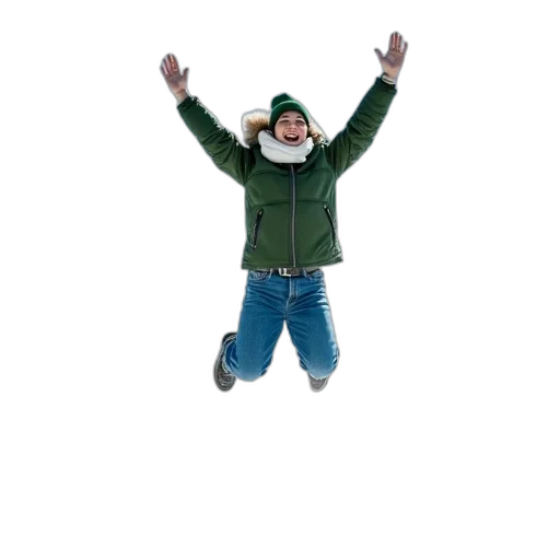 jacket, hat, staff, umbrella, 3d render, outer space, person, captured transparent PNG cut-out