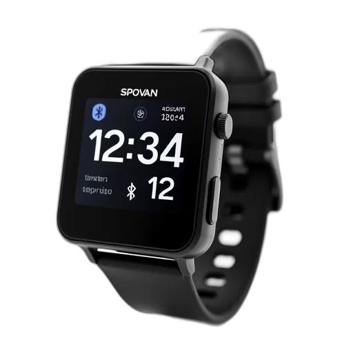 black, digital, watch, strap, displayed, against, white, background transparent PNG cut-out