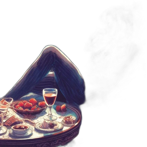 food, hat, umbrella, bottle, concept art, photorealistic, watercolor, fantasy art transparent PNG cut-out