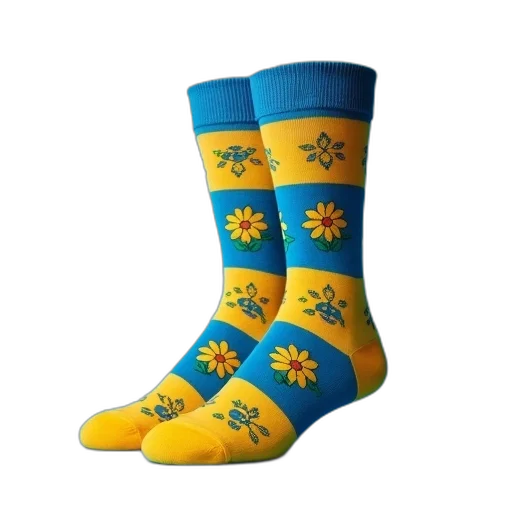shoes, 3d render, blue, pair, yellow, striped, socks, pattern transparent PNG cut-out