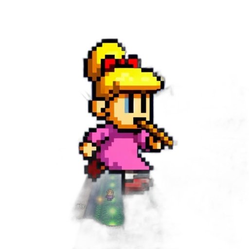 hat, staff, robot, weapon, pixel art, concept art, 3d render, vaporwave transparent PNG cut-out