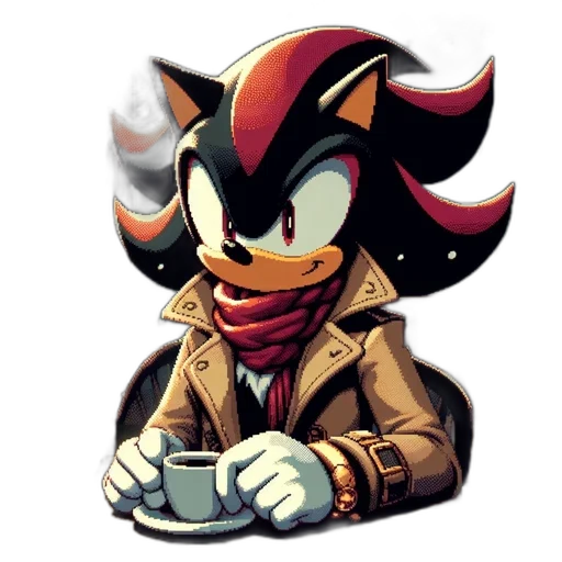 hat, animal, jacket, mask, pixel art, concept art, comic book art, cartoon transparent PNG cut-out