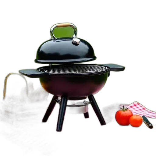 food, 3d render, photorealistic, black, portable, gas, grill, metal transparent PNG cut-out
