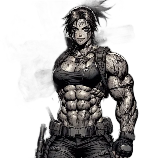 weapon, comic book art, concept art, cyberpunk, fantasy art, monochrome, intense, war-ravaged transparent PNG cut-out