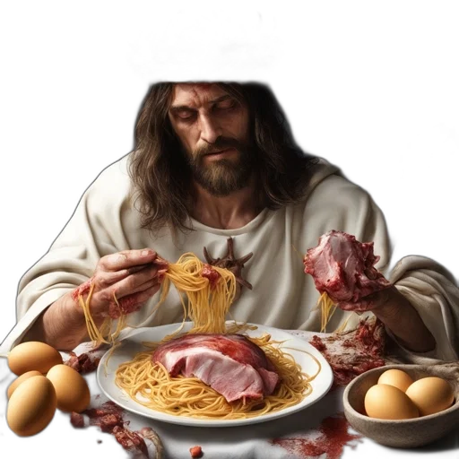 food, photorealistic, man, long, hair, beard, wearing, thorn transparent PNG cut-out