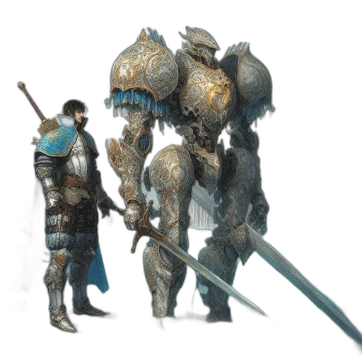 sword, staff, weapon, concept art, fantasy art, pixel art, 3d render, blue transparent PNG cut-out