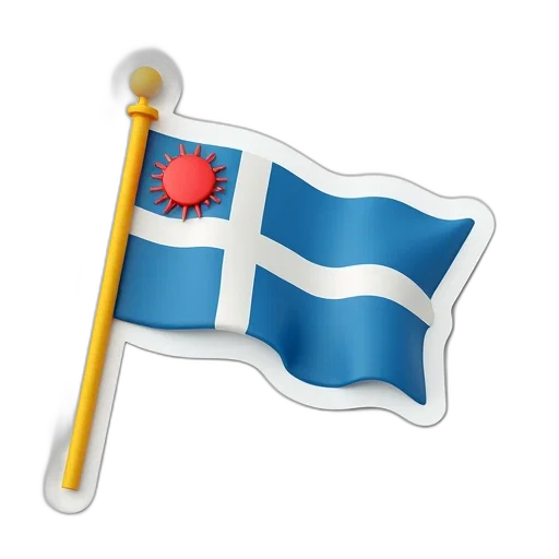 sticker, flag, yellow, pole, left, side, has, blue transparent PNG cut-out