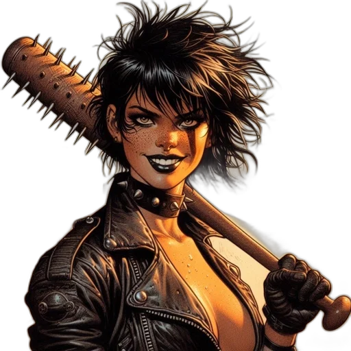 comic book art, concept art, cyberpunk, fantasy art, rebellious, female, figure, punk transparent PNG cut-out