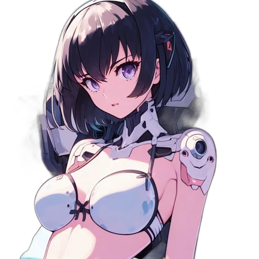 robot, weapon, dress, flower, anime, pixel art, concept art, cartoon transparent PNG cut-out