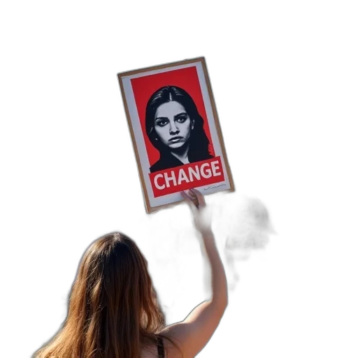 face, photorealistic, concept art, group, people, gathered, street, holding transparent PNG cut-out