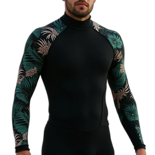 jacket, cyberpunk, 3d render, photorealistic, green, black, wetsuit, tropical transparent PNG cut-out