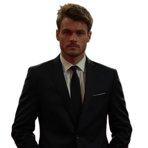 staff, jacket, face, photorealistic transparent PNG cut-out