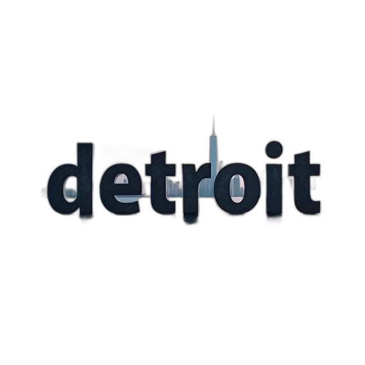 detroit, michigan, skyline, distance, word, written, across transparent PNG cut-out