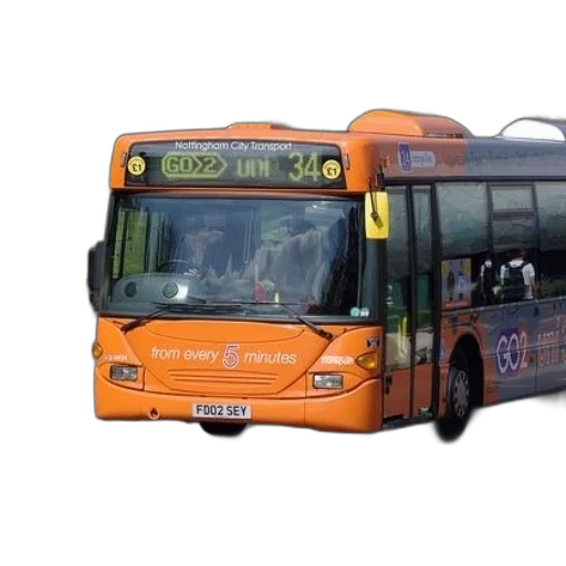 staff, 3d render, photorealistic, concept art, bright, orange, bus, words transparent PNG cut-out