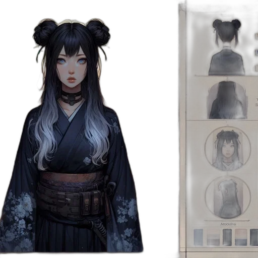 concept art, anime, fantasy art, 3d render, monochrome, dark, blue, earth tones transparent PNG cut-out