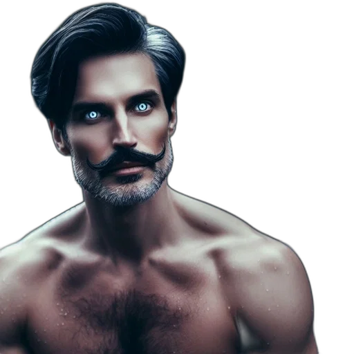face, hair, photorealistic, intensely, mysterious, portrait, man, striking transparent PNG cut-out