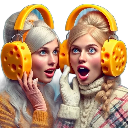 photorealistic, concept art, fantasy art, 3d render, two, women, wearing, cheese-sliced transparent PNG cut-out