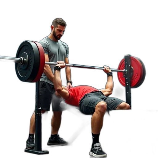 weapon, man, performing, bench, press, gym, lifting, barbell transparent PNG cut-out