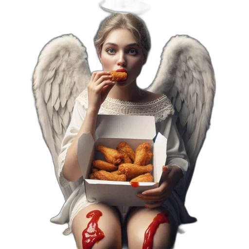 food, photorealistic, concept art, fantasy art, comic book art, angelic, figure, sporting transparent PNG cut-out