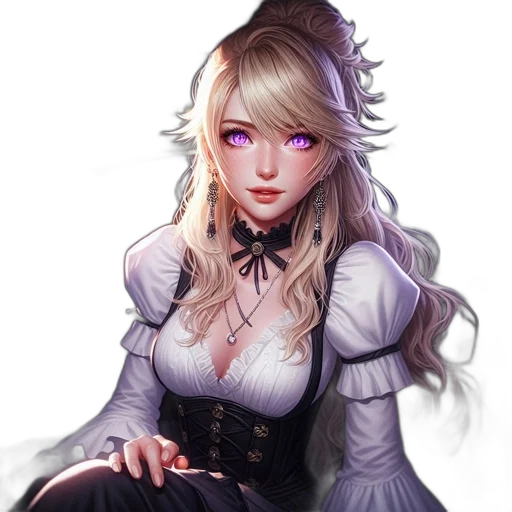 dress, staff, face, crown, fantasy art, concept art, pixel art, anime transparent PNG cut-out