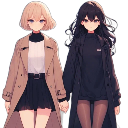 jacket, dress, anime, concept art, pixel art, cartoon, dark, monochrome transparent PNG cut-out