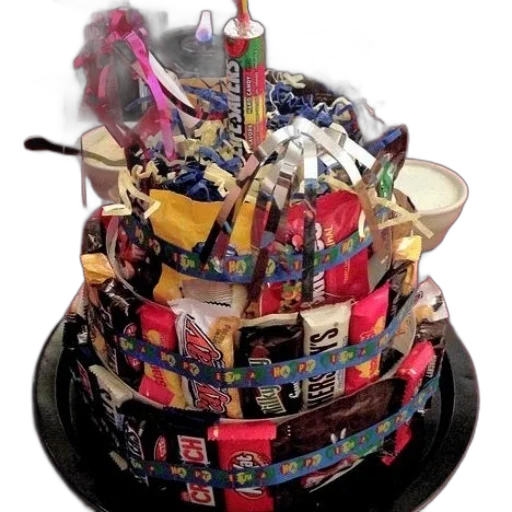 crown, hat, birthday, cake, made, candy, bars, wrapped transparent PNG cut-out