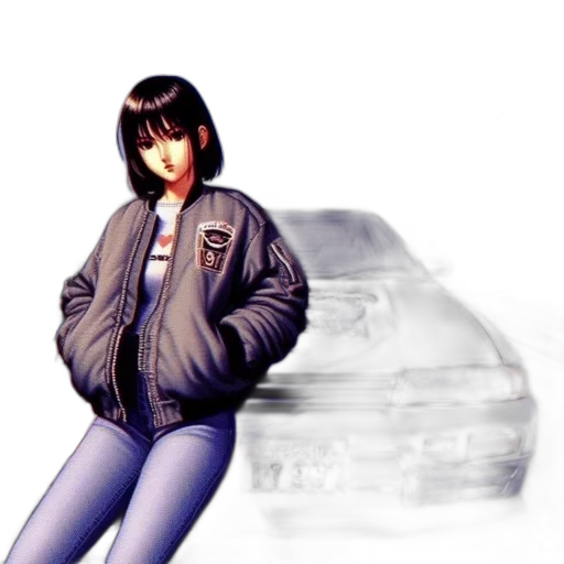 jacket, car, photorealistic, concept art, vaporwave, comic book art, neon lights, fog transparent PNG cut-out