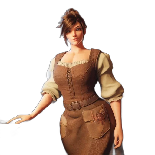 dress, staff, jacket, concept art, 3d render, fantasy art, photorealistic, earth tones transparent PNG cut-out