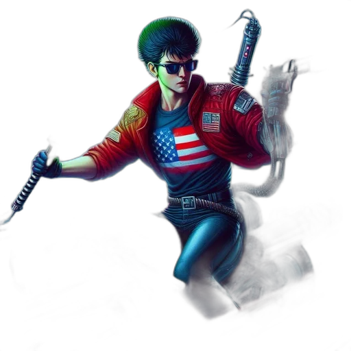 jacket, weapon, concept art, comic book art, cartoon, fantasy art, young, man transparent PNG cut-out